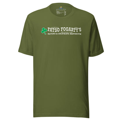 Fatso Fogarty's North Arlington NJ retro t-shirt, olive, front